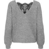 Only - ONLADELE LS LACE MIX REVERS CARDI CC KNT - Vest - Lichtgrijs melange - Knoopsluiting