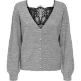 Only - ONLADELE LS LACE MIX REVERS CARDI CC KNT - Vest - Lichtgrijs melange - Knoopsluiting