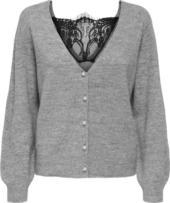 Onladele - Vest - V-Hals - Lange Mouwen - Knoopsluiting - Kanten Detail - Regular Fit