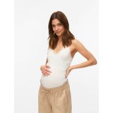 Bodycon - Top - Zwart - Katoen - V-Hals - Mouwloos - Kanten Detail