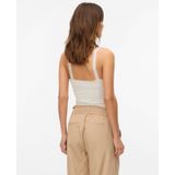 Bodycon - Top - Zwart - Katoen - V-Hals - Mouwloos - Kanten Detail