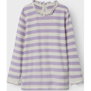 Slim Fit Top - Blouse - Roze - Garengeverfd - Lange Mouwen - Ruches