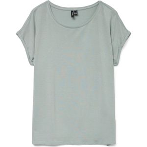 Vero Moda Rundhalsshirt "VMLAVA PLAIN SS TOP LUREX STRIPE"