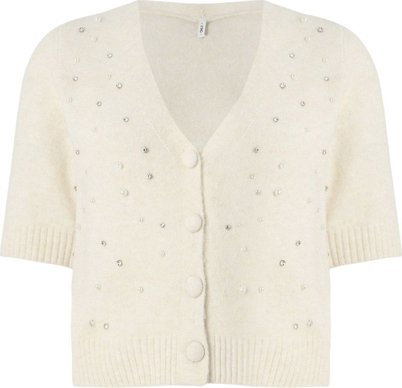 Only - ONLRENE LIFE SS BLING CARDIGAN - Vest - Birch - Korte Mouwen