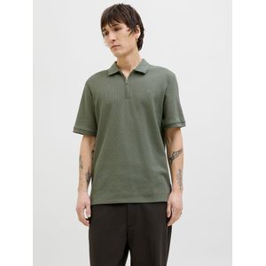 JACK&JONES JJEAUSTIN ZIP POLO SS NOOS Heren Poloshirt - Agave Green Classic