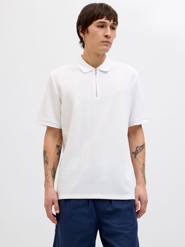 Jack & Jones - JJEAUSTIN ZIP POLO SS NOOS - Poloshirt - Wit