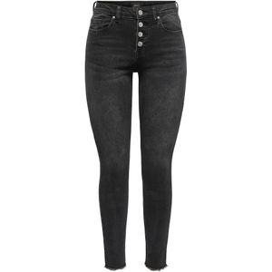 ONLY - ONLMIA - Jeans - Zwart - Denim - Skinny met Gerafelde Broekspijpen