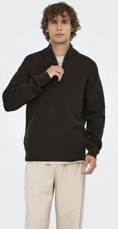 Only & Sons Phil Trui - Heren Korte rits fleece - Demitasse