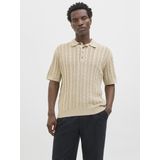 JACK & JONES - Shirt - Taupe - Polokraag - Halve Mouw