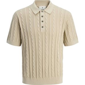 JACK & JONES - Shirt - Taupe - Polokraag - Halve Mouw