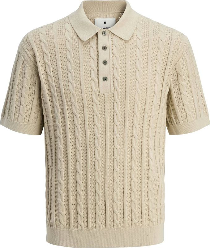 JACK & JONES - Shirt - Taupe - Polokraag - Halve Mouw