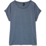 VERO MODA - Vmlava Glitter Top - Chinees Blauw - Katoen