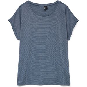 Vero Moda Rundhalsshirt "VMLAVA PLAIN SS TOP LUREX STRIPE"