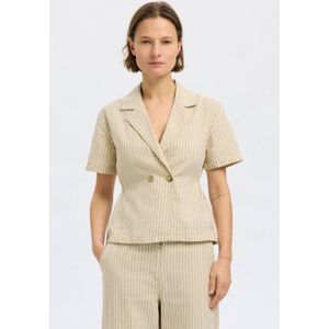 Blouse - Gestreept - Katoen - Kwartmouw - Normale Pasvorm