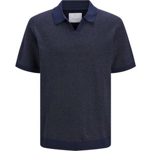 Jack & Jones - Jprcceaston Knit Split Neck SS - Poloshirt - Navy - 100% Katoen