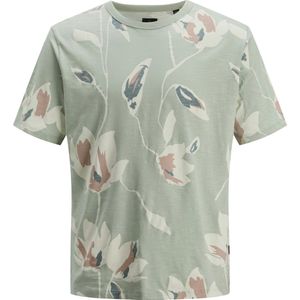 JACK & JONES - JPRBLAPalermo - Shirt - Beige - Ronde Hals - Kwartmouw - Bloemenprint