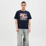 T-shirt - O-hals - Korte Mouwen - Gekamd Jersey - Rubberen Print