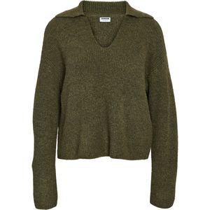 Noisy May - Nmnella Polo Wide Sleeve Knit - Trui - Kalamata/melange