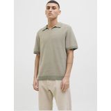 JACK & JONES Heren T-shirt Knit Split Neck - Tea Leaf