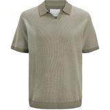 JACK & JONES Heren T-shirt Knit Split Neck - Tea Leaf