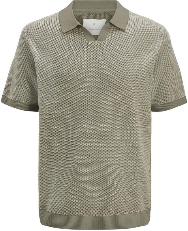 JACK & JONES Heren T-shirt Knit Split Neck - Tea Leaf