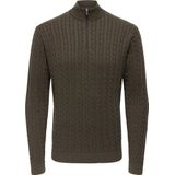 Onsloui - Gebreide Pullover - Ronde Hals - Lange Mouwen - Halve Ritssluiting - Regular Fit