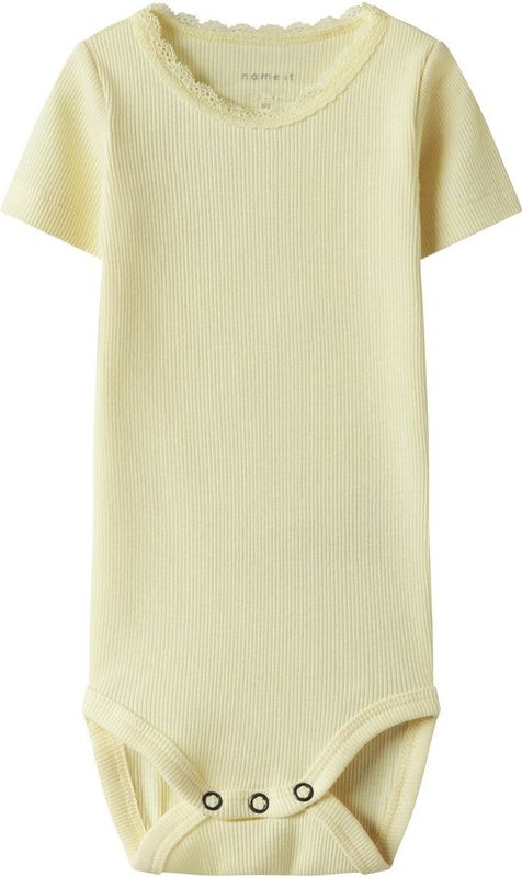 Romper - Korte Mouwen - Jersey - O-hals - Drukknoopsluiting - Kantdetail