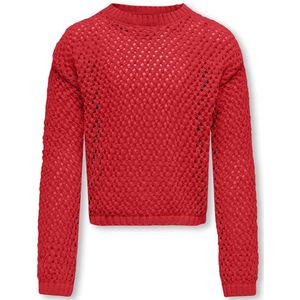 Kids Only - Kogdonna Life LS O-Neck Open Struc Trui - Rood - 100% Katoen