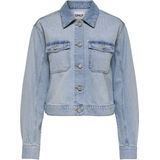 Denim Jas - Blauw - Gespreide Kraag - Knoopsluiting - Borstzakken