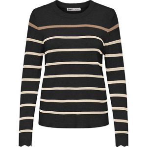 ONLY - Gestreepte Trui - Zwart - Viscose