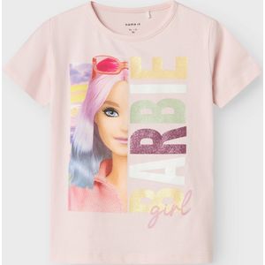 NAME IT Shirt 'NMFALDA BARBIE'  lichtgroen / aubergine / rosa / wit