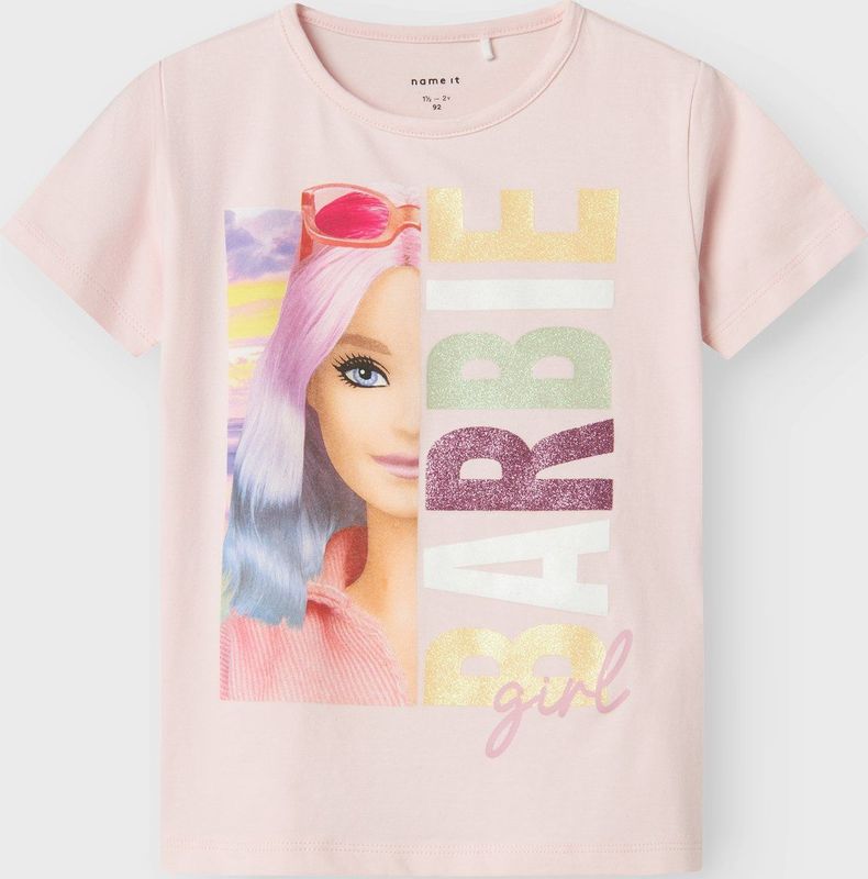 NAME IT Shirt 'NMFALDA BARBIE'  lichtgroen / aubergine / rosa / wit