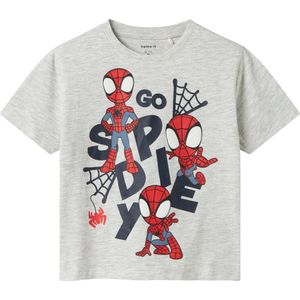Name It - Nmmmain Spider Nreg Ss Top - Lichtgrijs - Jongens - Korte Mouwen