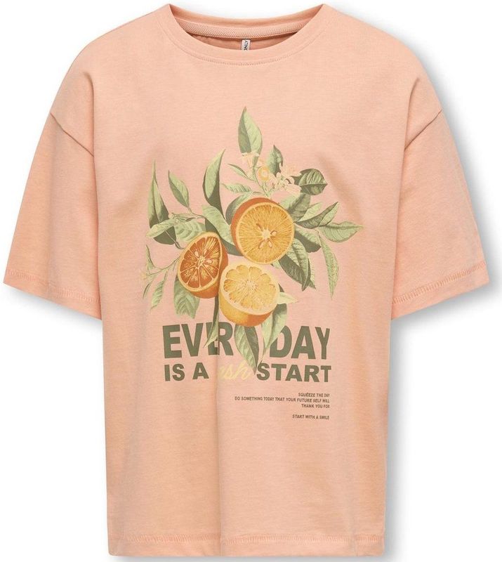 KIDS ONLY GIRL - T-shirt - Zalmroze - Korte Mouwen - 100% Katoen