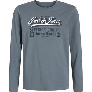 JACK&JONES - JJELOGO TEE LS O-NEC - T-shirt - Blauw - Jersey - Lange Mouwen