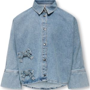 Koggrace - Denim - Overhemd - Blauw - 7/8 Mouwen, Loose Fit, Strik Detail