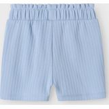 Ribgebreid - Short - Blauw - Ribstof - Verstelbare Taille