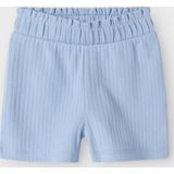 Ribgebreid - Short - Blauw - Ribstof - Verstelbare Taille