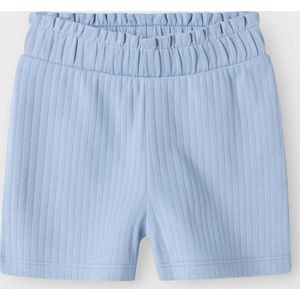 Ribgebreid - Short - Blauw - Ribstof - Verstelbare Taille