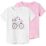 NAME IT Nmfvix 2P Ss Lot de 2 hauts pour fille, Rose givré, 110