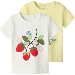 Name It - Nbffaberry 2P Ss Top Box - Cloud Dancer - Baby Top - Korte Mouwen
