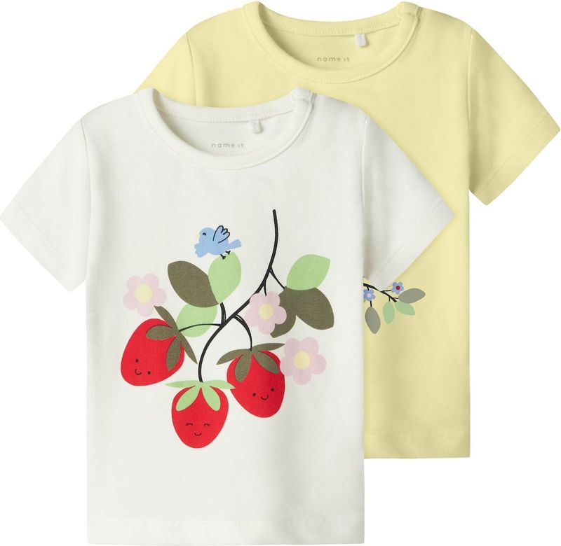 Name It - Nbffaberry 2P Ss Top Box - Cloud Dancer - Baby Top - Korte Mouwen