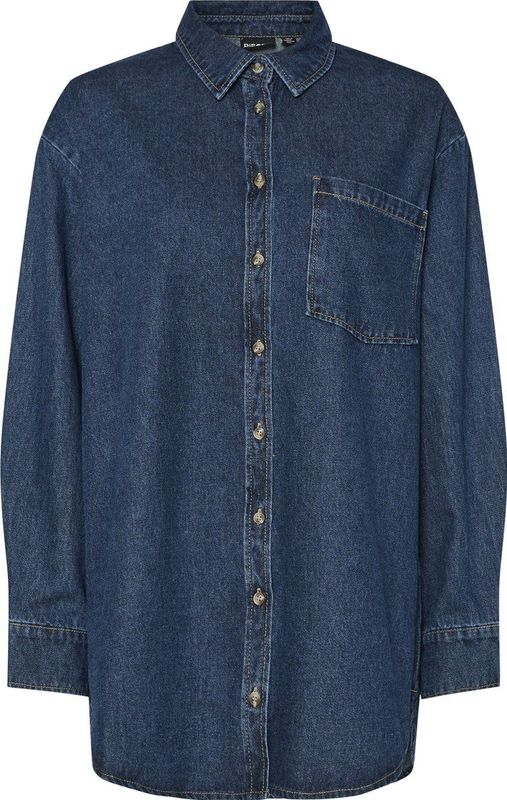 Lange Denim Blouse - Knoopsluiting - Verlaagde Schouders - Oversized Fit - Gerecycled Katoen