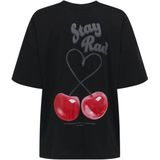 Only - Onlcarrie Life - T-shirt - Zwart/Rood - 100% Biologisch Katoen