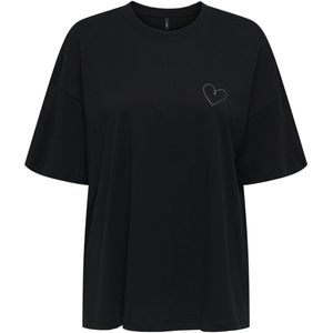 Only - Onlcarrie Life - T-shirt - Zwart/Rood - 100% Biologisch Katoen