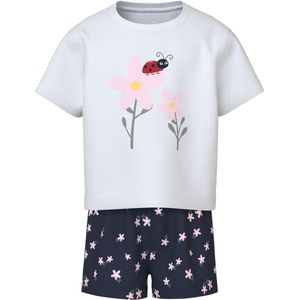 NAME IT NMFVILINSE SS NREG TOP SET Meisjes Broek - Bright White Top Bright White &Shorts Navy Blaz. W. Flowers
