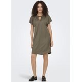 ONLY - ONLJANY STRING DRESS JRS NOOS - Dames - Mini Jurk - Zwart - Wafelstof - Oversized Fit