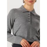 Selected - Thea - Lange Mouw Poloshirt - Gebreide Trui - Regular Fit - 100% Merinowol