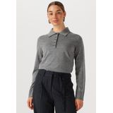 Selected - Thea - Lange Mouw Poloshirt - Gebreide Trui - Regular Fit - 100% Merinowol