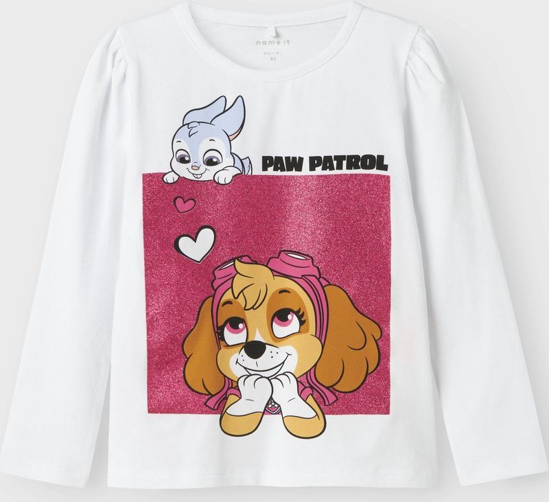 NAME IT - NMFJOANA PAW LS TOP BOX NOOS CPLG - Blousetop - Wit